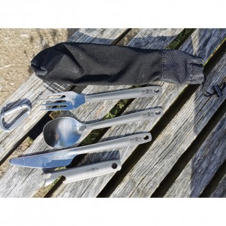 Příbor Origin Outdoors lehký cestovní BW 4-dílná skládací sada TITAN (45g)