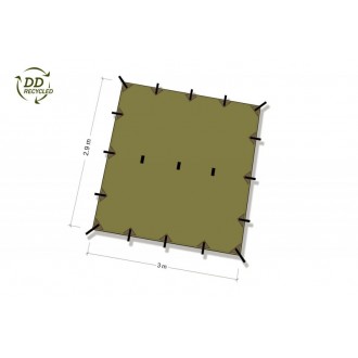 Bivakovací plachta DD Hammocks 3x3m, RECYKLOVATELNÁ oliva šedá, vysoká ochrana před UV zářením