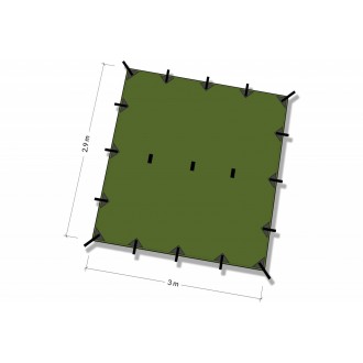 Bivakovací plachta SuperLight, 3x2,9m, 520g, oliva zelená, DD Hammocks